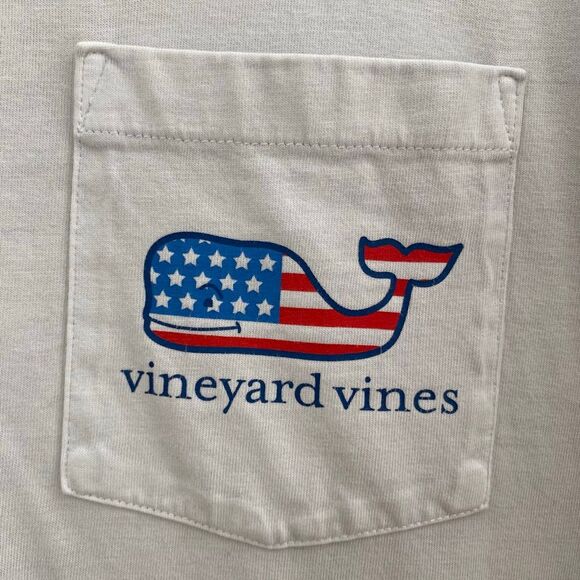 Vineyard Vines American Flag Whale Pocket Tee 2XB Men’s Classic Fit White - Picture 5 of 6